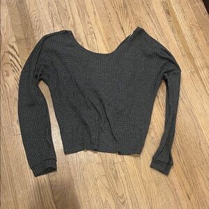 Gray Long Sleeve Knit Top
